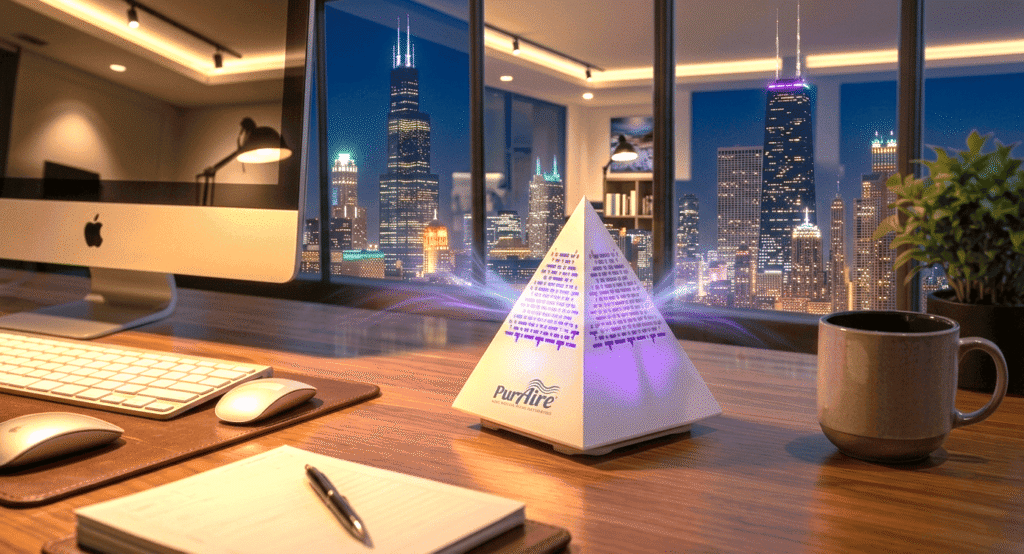 PureAire Pyramid in Chicago at Night