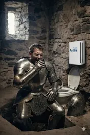 Knight Sitting on toilet